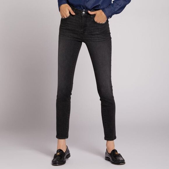 Current Elliott Women's Stiletto Skinny Jeans Size 24 Black Ripped Knee Dark NWT